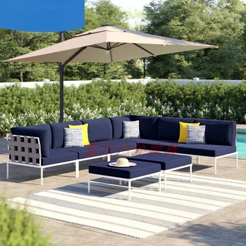 Изготовленная на заказ открытая терраса, тканый диван для отдыха с модельной мебелью для комнаты, гостиничный элитный внутренний двор, простой скандинавский сад, современный