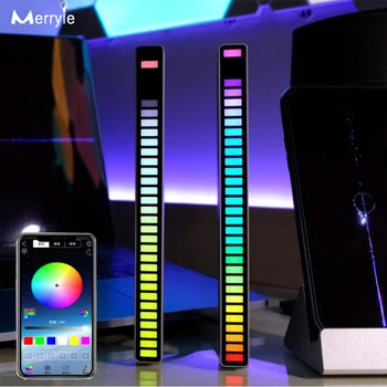 RGB Управление Звуком, Подсветка музыкального Ритма, светодиодный Компьютер, Звукосниматель атмосферы автомобиля, USB-Перезаряжаемое Настольное приложение, Bluetooth-Ночные светильники