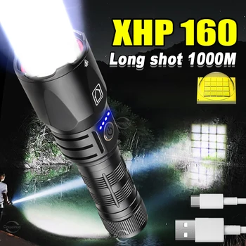 XHP160 Перезаряжаемые Фонари Супер Мощный Фонарик USB Тактический светодиодный фонарик Высокой Мощности XHP90 Масштабируемый Фонарь Для Кемпинга
