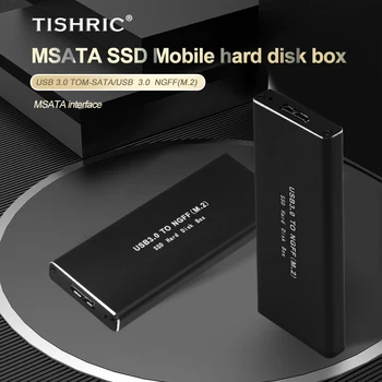 Коробка для внешнего жесткого диска TISHRIC HDD Case USB3.0 To NGFF M.2 Корпус для жесткого диска M-SATA Корпус для жесткого диска Поддержка внешнего жесткого диска емкостью 10 ТБ