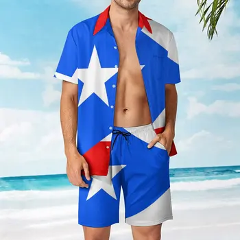 Мужской пляжный костюм из Пуэрто-Рико с рисунком, 2 предмета, координаты, Высококачественный домашний Размер Eur