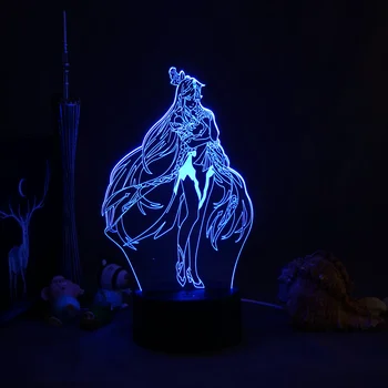 3D иллюзионный ночник Genshin Impact Lamp, горячая игровая лампа для декора спальни, светодиодный светильник, атмосфера, прикроватные ночные лампы, подарок для детей