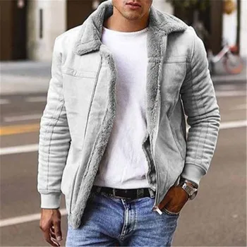 Зимняя мужская куртка из матового бархата с воротником из искусственного меха, толстая теплая мужская мотоциклетная куртка, красивое ветрозащитное кожаное пальто, мужское