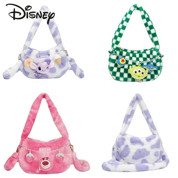 Новая оригинальная мультяшная сумка Disney's с клубничным мишкой, многофункциональная сумка на одно плечо, женская сумка на молнии, милая плюшевая сумочка