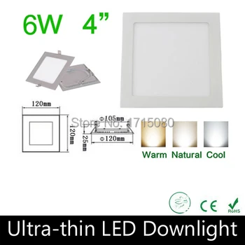 10 шт./лот, новое поступление 2015, 6 Вт, светодиодная панель, квадратный потолочный светильник 2835SMD, лампа 85 ~ 265 В для освещения кухни и ванной комнаты через DHL