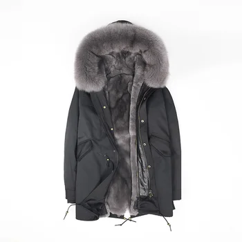 Мужское пальто Со встроенной норковой подкладкой, Съемная зимняя шуба из искусственного меха средней длины, лисий мех
