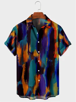 2023 3XL Гавайская мужская рубашка, Разноцветные Полосатые Рубашки, Рубашки с коротким рукавом Для мужчин, Одежда, Мужской Повседневный Топ, Рубашка Оверсайз