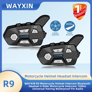 WAYXIN R9 Мотоциклетный Шлем для внутренней связи, Гарнитуры 6 Rider, Переговорное Устройство BT5.0, Intercomunicador Moto, Водонепроницаемое FM-радио