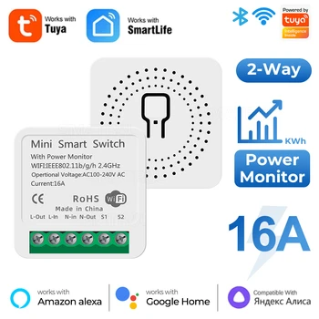 Модуль Tuya Zigbee Mini Smart Switch 16A 2Way Control Приложение Smart Life Голосовое управление Работает с Alexa Alice Google