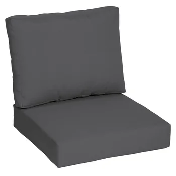 Серая прямоугольная наружная подушка для сиденья размером 45 x 24 дюйма из 2 частей