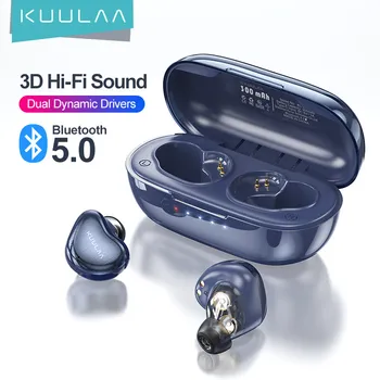 Bluetooth-наушники KUULAA TWS с отпечатком пальца, беспроводные стереонаушники HD с двойной подвижной катушкой, игровая гарнитура с шумоподавлением