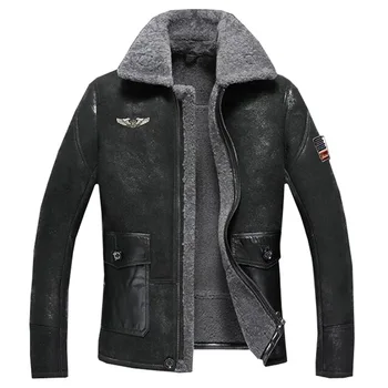 2015, мужская черная дубленка из меха ВВС, короткая мотоциклетная кожаная куртка, утепленная зимняя верхняя одежда