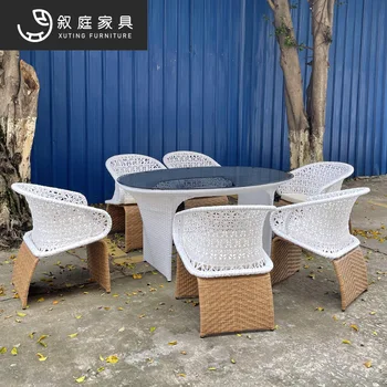 Открытый внутренний двор сад вилла ротанговый диван комбинация стульев открытый сад внутренний двор мебель для отдыха из ротанга