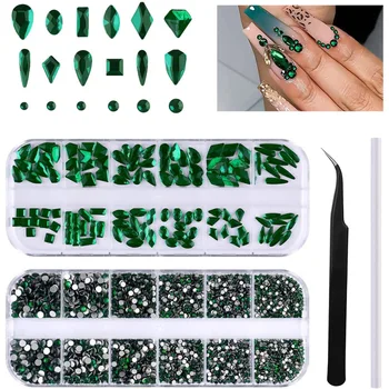 Коробка 12Gird Multi Size AB/Красочные Стразы Для Исправления Ошибок Flatback Crystal Diamond Драгоценные Камни 3D Блеск Для Дизайна Ногтей Роскошные Украшения &*&