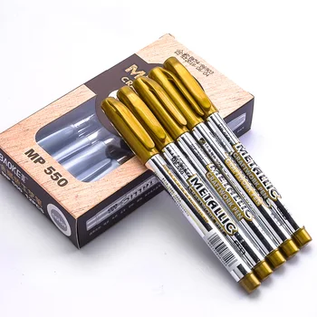 Маркерные ручки BAOKE Metalli с перманентной краской Водонепроницаемые цвета: Золотистый, серебристый для рисования поздравительных открыток, маркер для открыток, ручка для рукоделия