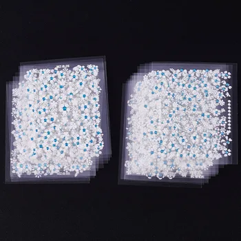 30 Листов 3D Бело-Синих Цветочных Наклеек для ногтей, Наклейки из Прозрачной Цветочной Серии, Украшения для DIY, Летний Дизайн ногтей, Маникюр # RD