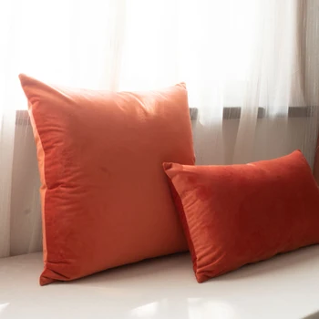 Мягкая бархатная наволочка, наволочка для подушки, Оранжевая, Мандариновая, кровать, диван, кресло, наволочка без скатывания, без набивки