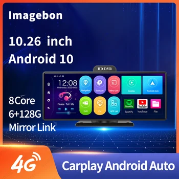 10,26 Дюймов Android Dash Cam 8 Core Carplay и Android Auto WiFi Bluetooth Автомобильный Видеорегистратор ADAS GPS 24h Парковочный Монитор Зеркало заднего Вида Камера