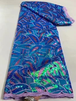 Новейшая африканская кружевная ткань с блестками 2023, Высококачественная вышивка, Нигерийский французский Тюль, Сетчатая кружевная ткань для шитья HD5502
