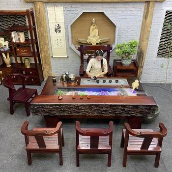 Деревянный стол-стул со старым кораблем, Новый чайный столик в китайском стиле, гостиная, Интернет-знаменитость, Чайный столик с рыбками