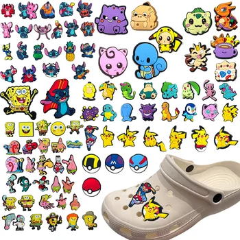 Горячий набор Aoger Disney Stitch Pokemao Губка Боб, амулеты в виде крокодила для обуви, сабо, Сандалии, аксессуары для обуви, амулеты для подарков друзьям