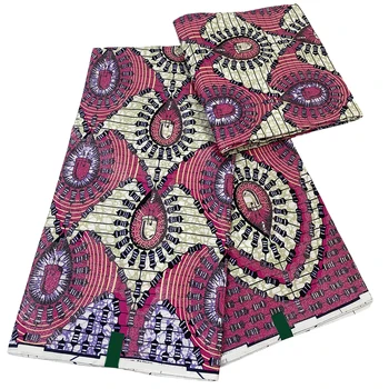 Великолепная супер ткань, африканская восковая ткань, 100% Хлопок, высококачественная ткань с настоящим восковым принтом Анкара для шитья, 6 ярдов V25