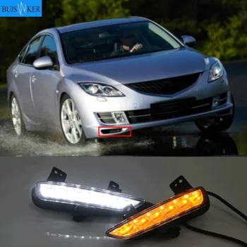 2 шт. Для Mazda 6 Mazda6 GH Ruiyi 2009 2010 2011 2012 Светодиодный противотуманный фонарь переднего бампера, дневной ходовой фонарь DRL, лампа
