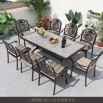 Уличная мебель столы и стулья из литого алюминия открытый сад патио электрическое барбекю комбинированный стол для барбекю на древесном угле
