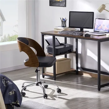Рабочее кресло SMILE MART с регулируемой высотой и поворотом, грузоподъемность 264 фунта , Черное офисное кресло