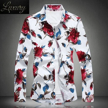 Высококачественная мужская весенне-осенняя рубашка с длинным рукавом и цветочным принтом, модные повседневные Гавайи, свободные, большие размеры 7XL