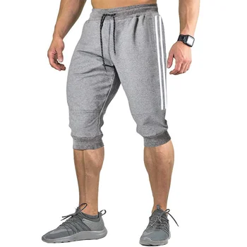 Летние мужские спортивные брюки 2023 Года, повседневные укороченные брюки Большого размера, Шорты для бега, фитнеса, пляжные брюки