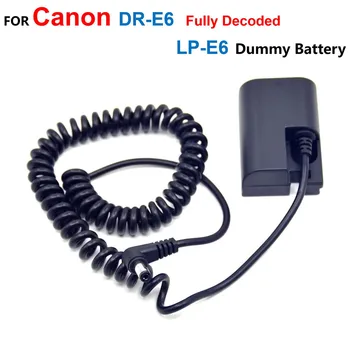 DR-E6 Фиктивный аккумулятор LP-E6 DC Соединительный Пружинный кабель Для Canon EOS 70D 80D 90D R5 R6 R5C 60DA 5D3 5D4 5DII III IV 5DS R 5DS 6D 7D