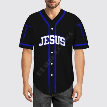 Бейсбольная майка, Пляжная Летняя мужская рубашка с 3D принтом Иисуса, Повседневные рубашки, топы в стиле хип-хоп