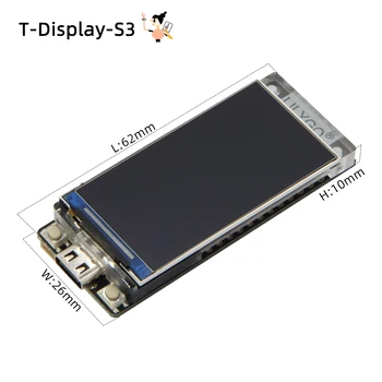 LILYGO® T-Display-S3 ESP32-S3, Плата разработки 1,9-дюймового ЖК-дисплея ST7789, модуль Wi-Fi Bluetooth, Вспышка 16 МБ, Пользовательская кнопка