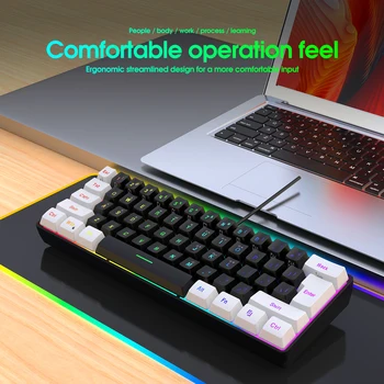 RGB мини механическая игровая клавиатура 61 клавиша выключателя бизнес кабель клавиатуры портативный для путешествий
