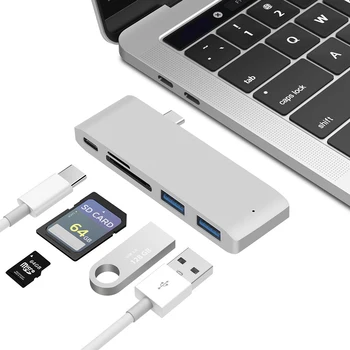 5 в 1 Type C концентратор USB 3.0/Micro SD/SD-кард-ридер с зарядным портом Type C для ноутбука Macbook Type C