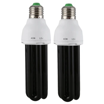 2X E27 40 Вт УФ-ультрафиолетовая флуоресцентная лампа Blacklight CFL 220 В Форма лампы: Прямая Мощность Напряжение: 40 Вт постоянного тока 12 В