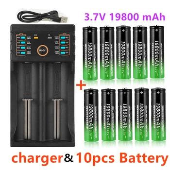 2022 neue 18650 Lithium-Batterien Taschenlampe 18650 Wiederaufladbare-Batterie 3,7 V 19800 Mah für Taschenlampe + USB ladegerät