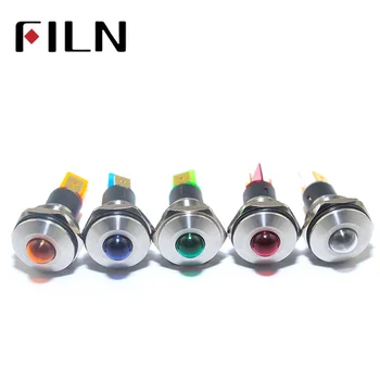 19 мм 6 В, 12 В, 24 В, 220 В, красный, синий, зеленый светодиодный металлический индикатор, сигнальная лампа FILN FL1M-19CJ-1