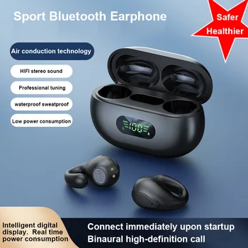 Беспроводные Гарнитуры Bluetooth TWS Наушники с воздушной Проводимостью, Дизайн наушников с клипсами, Спортивные Наушники Для упражнений, Музыкальные Игровые Наушники