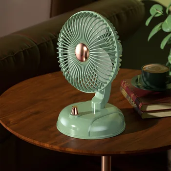 Ретро Мини-вентилятор Type-c, Перезаряжаемый Портативный Вентилятор с Колеблющейся Головкой, Настольный, Бесшумный, Ручные Бесшумные Охлаждающие Вентиляторы, Воздушный охладитель для улицы