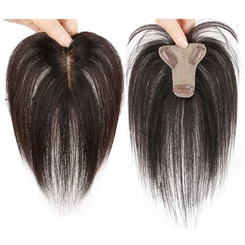 Топперы из человеческих волос Для Женщин, Заколка-Топпер С 3D Воздушной Челкой 7 см x 8 см, Шиньоны для Легкого Выпадения Волос, Объемное Покрытие Седых Волос