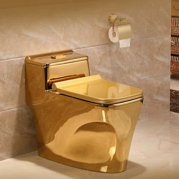 Безопасная и удобная роскошная ванна в западном стиле Керамический золотой Унитаз С Ловушкой для унитаза