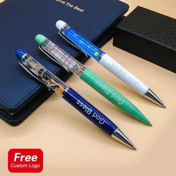 Милые металлические шариковые ручки, детский подарок, персонализированный пользовательский логотип, студенческая ручка для каллиграфии, офисные канцелярские принадлежности оптом