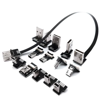 FPC USB Daten Kabel A Männlich zu Micro Mini USB 5Pin Männlichen 90 Grad UP/Unten/Links/rechten Winkel Adapter Sync Lade 0,25 M