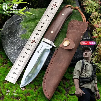 HX Охотничий Нож для охоты на открытом воздухе, Кухонный инструмент для выживания в кемпинге, Деревянная ручка, Зеркальное лезвие, Спасательные Ножи