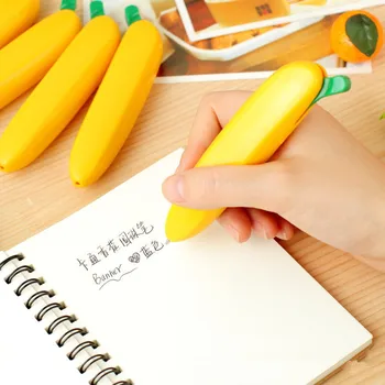 12шт Шариковая ручка для моделирования банана Имитация бананового пресса Шариковые Ручки Пластиковая Детская Мультяшная игрушка Ручка-банан Канцелярские принадлежности