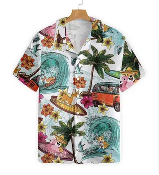 Мужская Гавайская рубашка с 3D-принтом, повседневная летняя рубашка с 3D-принтом для отдыха и пляжа