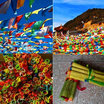 27x15 см 1 Комплект 20шт Тибетских буддийских Молитвенных флагов 5 Разных цветов Ткань из Полиэстера, Декоративный флаг в тибетском стиле