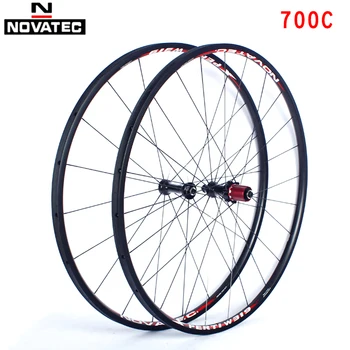 Колесная пара шоссейного велосипеда Novatec 700C Велосипедные детали из углеродного волокна трубчатые шины 4 Подшипника 7-11 скоростной V-образный тормоз QR Велосипедные карбоновые колеса